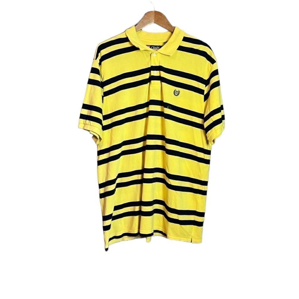 Chaps‎ yellow &  black striped polo top. Size XXL
